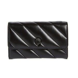 Kurt Geiger Leather Quilted Drench Crossbody Soho Bag Wallet Chain NWT Black